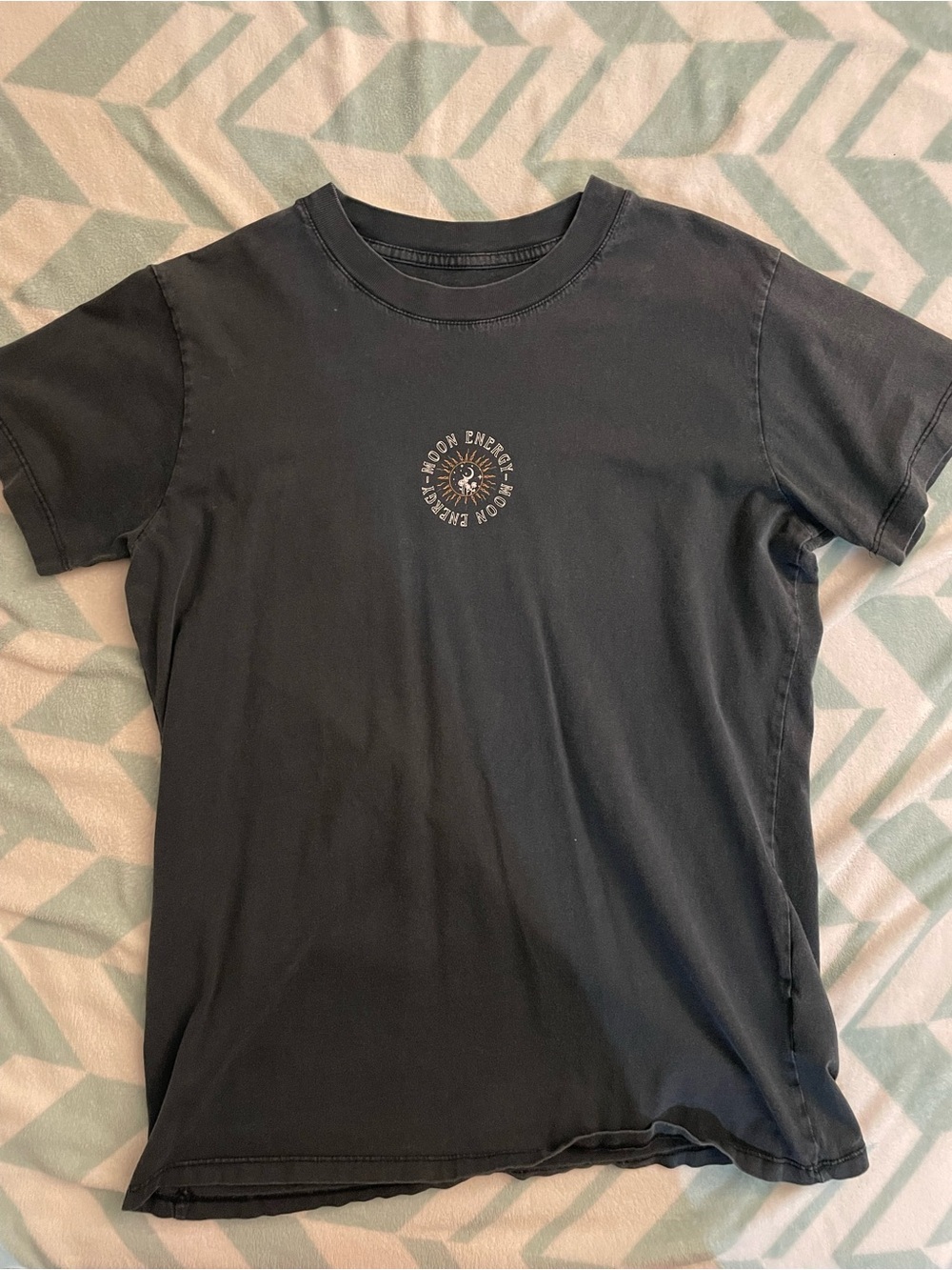 Cotton On Dark Grey Short Sleeve Crewneck Moon Energy Ter